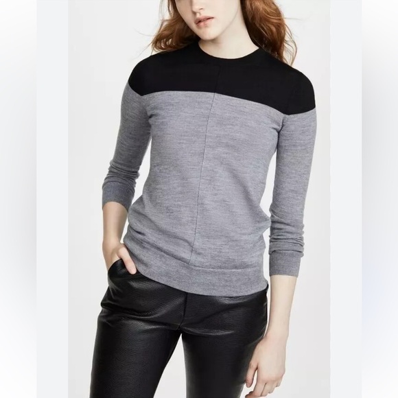 Club Monaco Mackenzie Black Gray Merino Wool Sweater XS - Picture 1 of 16